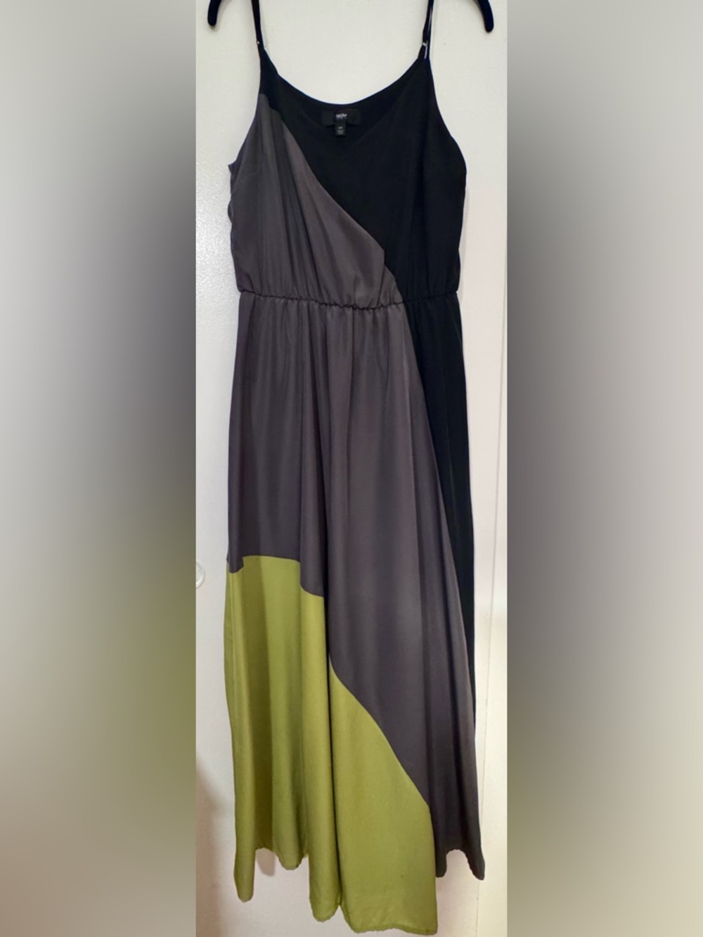Xhilaration Black, Charcoal & Olive Colorblock Maxi Dress